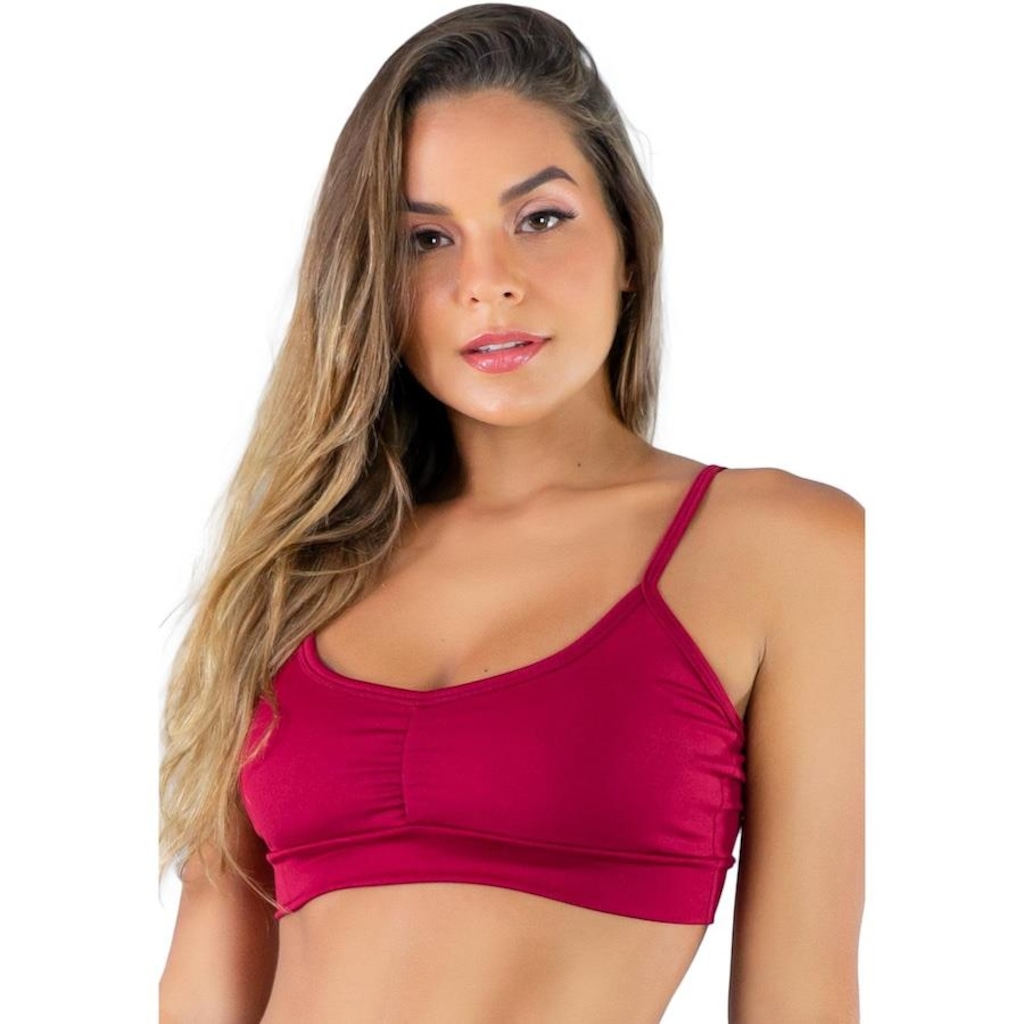 Top Fitness Mvb Modas Cropped Academia Franzido Suplex - Feminino