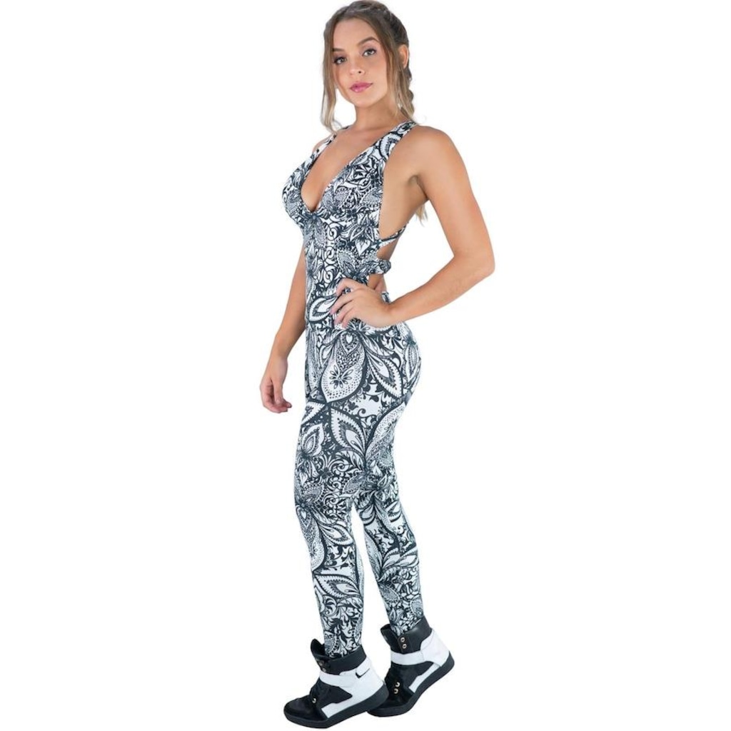 Macacão Fitness com Bojo Mvb Modas Feminino Suplex Academia