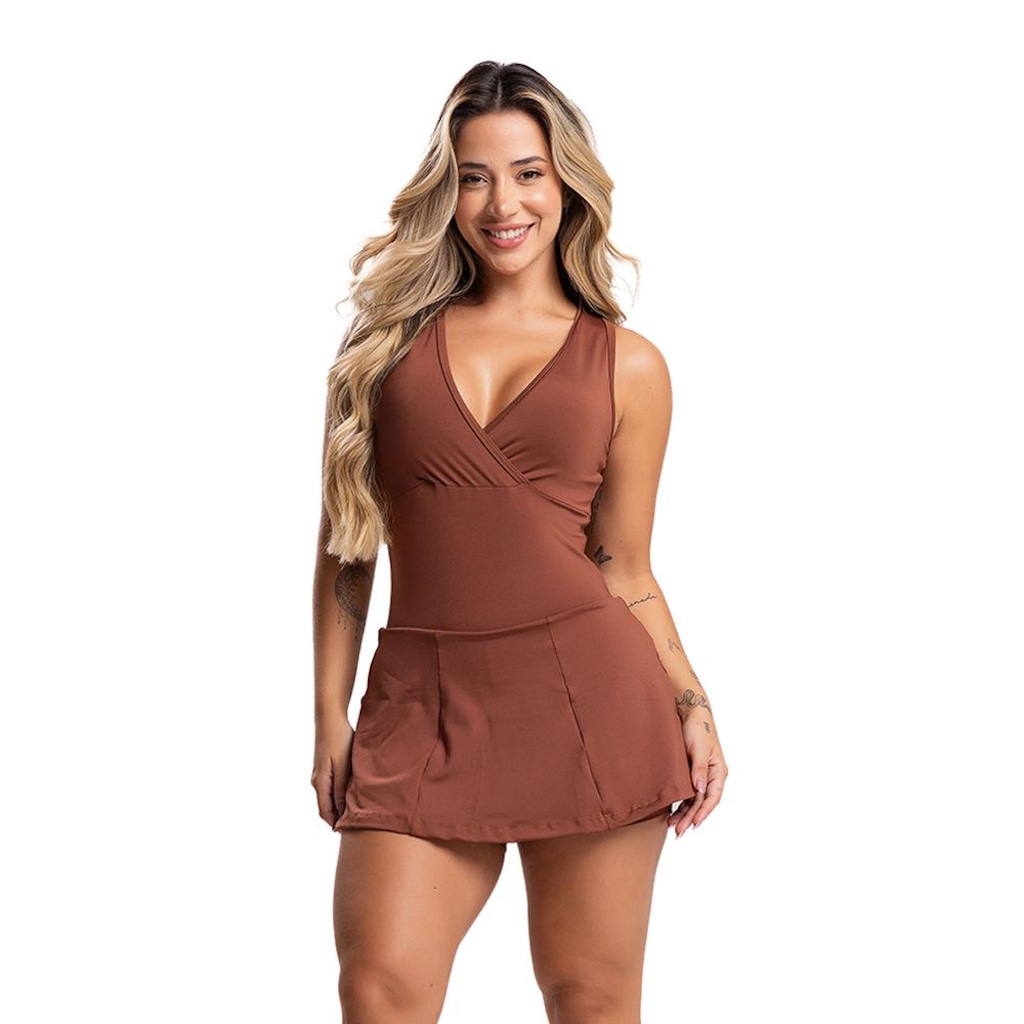 Macaquinho Mvb Modas Short Saia Estampado - Feminino