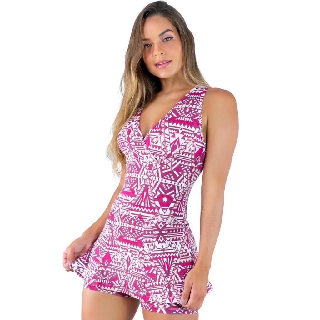 Macaquinho Mvb Modas Short Saia Estampado - Feminino