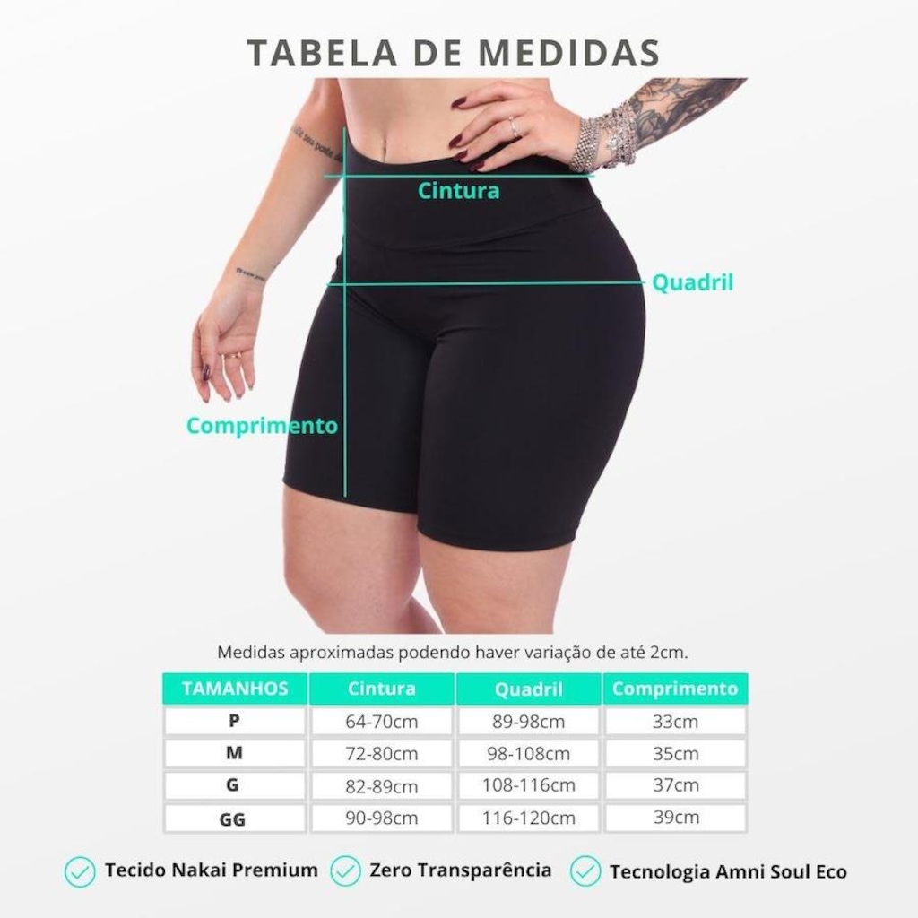 Imagem 3 do produto Kit Bermudas Legging Dellas Fit Zero Transparência Cós Alto Academia Treino - 2 Unidades - Feminina