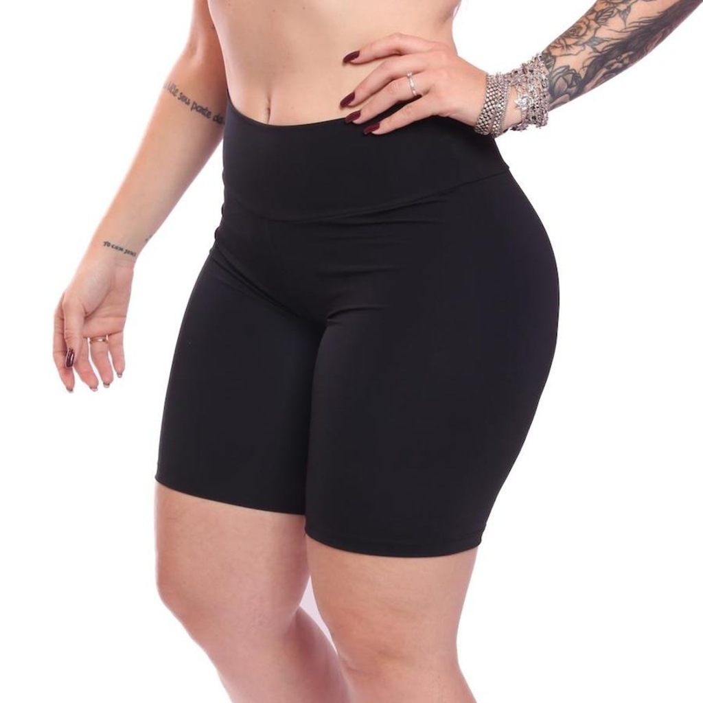 Imagem 4 do produto Kit Bermudas Legging Dellas Fit Zero Transparência Cós Alto Academia Treino - 2 Unidades - Feminina