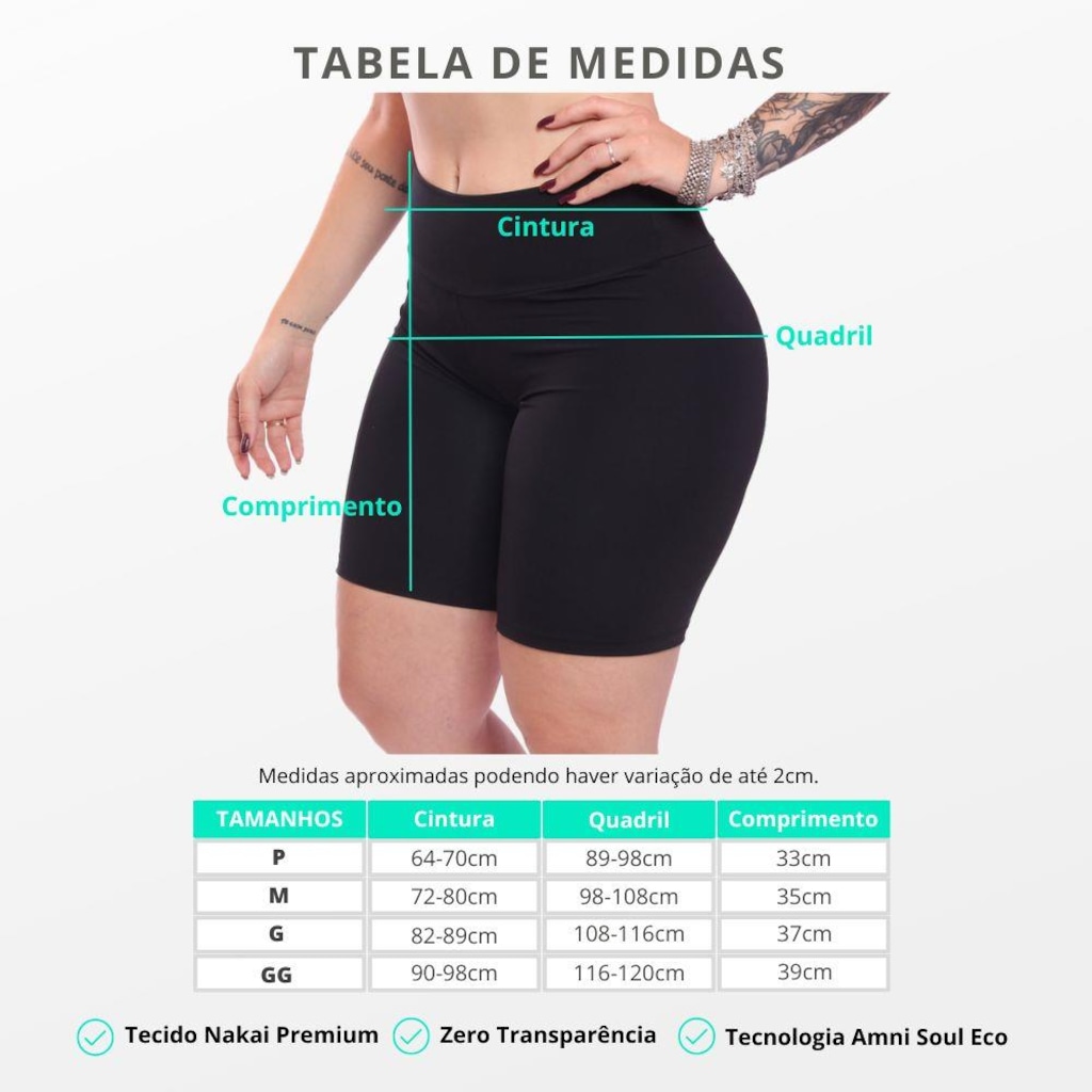 Imagem 5 do produto Kit Bermudas Legging Dellas Fit Zero Transparência Cós Alto Academia Treino - 2 Unidades - Feminina