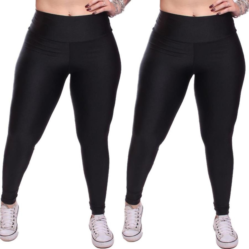Kit Calças Legging Dellas Fit Trilobal Cirre Proteção Uv Academia Treino - 2 Unidades - Feminina