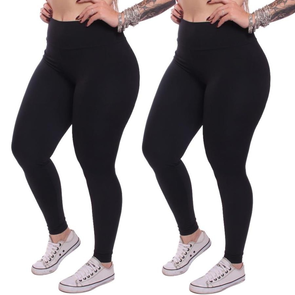 Imagem 3 do produto Kit Calças Legging Dellas Fit Zero Transparência Proteção Uv Academia Treino - 2 Unidades - Feminina