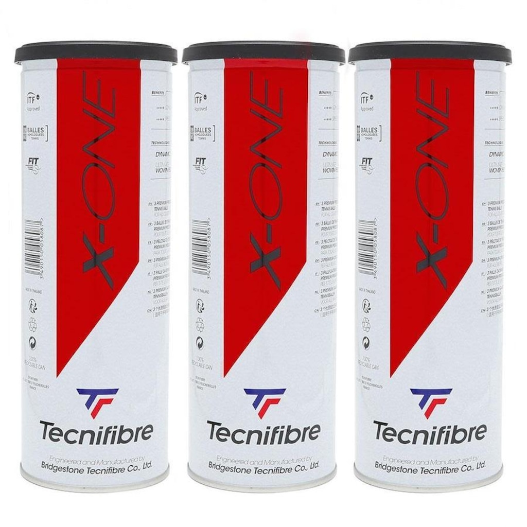 Bola de Tênis Tecnifibre X-One - Pack com 03 Tubos