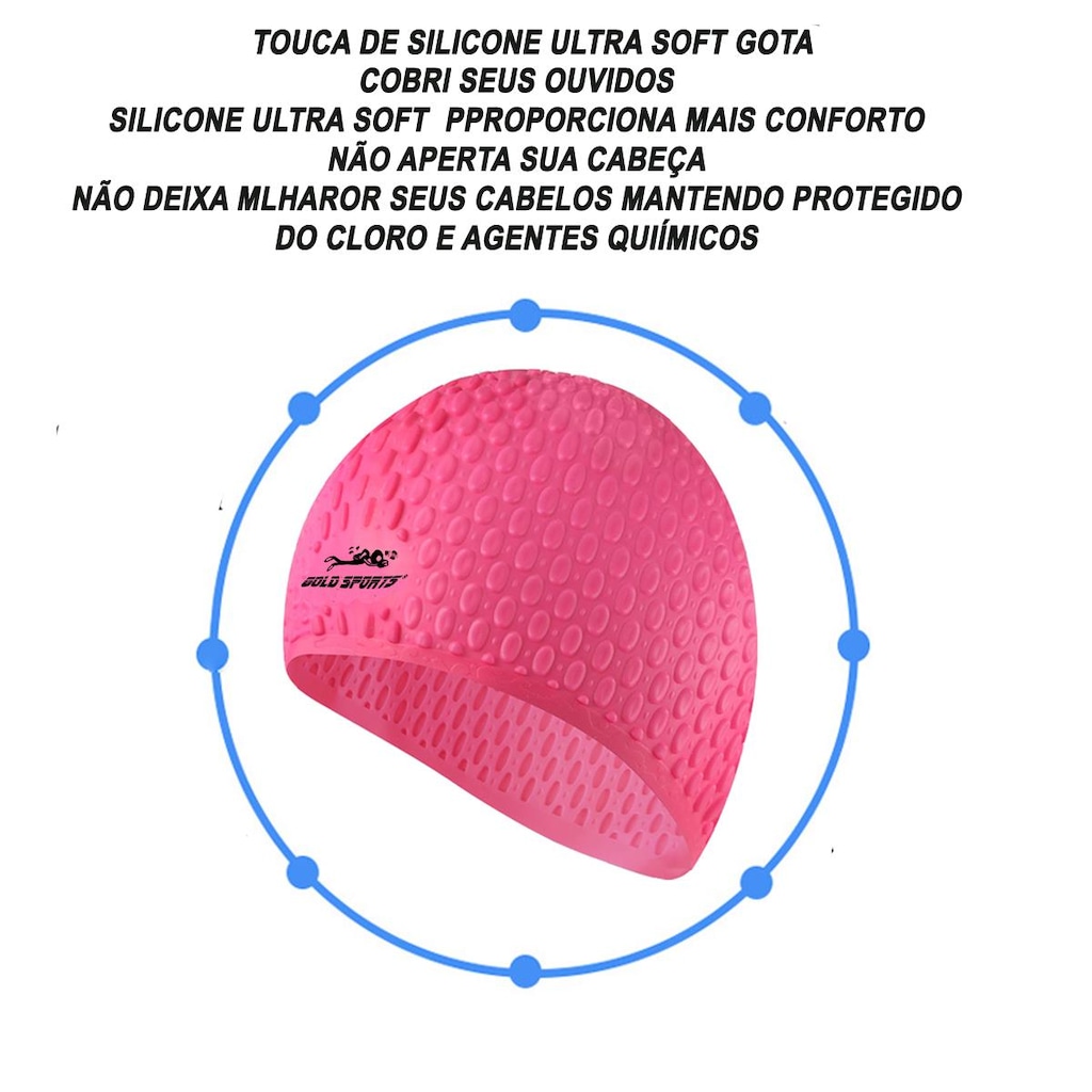 Imagem 4 do produto Touca de Natação Gold Sports Gota Ultra Soft com Cobertura das Orelhas -
