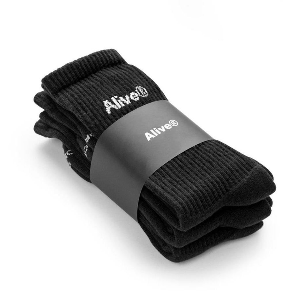 Imagem 2 do produto Kit Meias Cano Alto Alive Logo - 34 Ao 46 - 3 Pares - Adulto