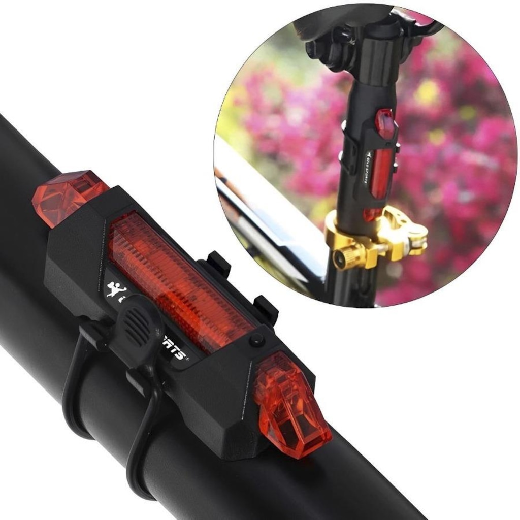 Imagem 5 do produto Lanterna de Bike Gold Sports Traseira Led Clear Vision 4 Modos de Funções Cabo Usb Recarregável
