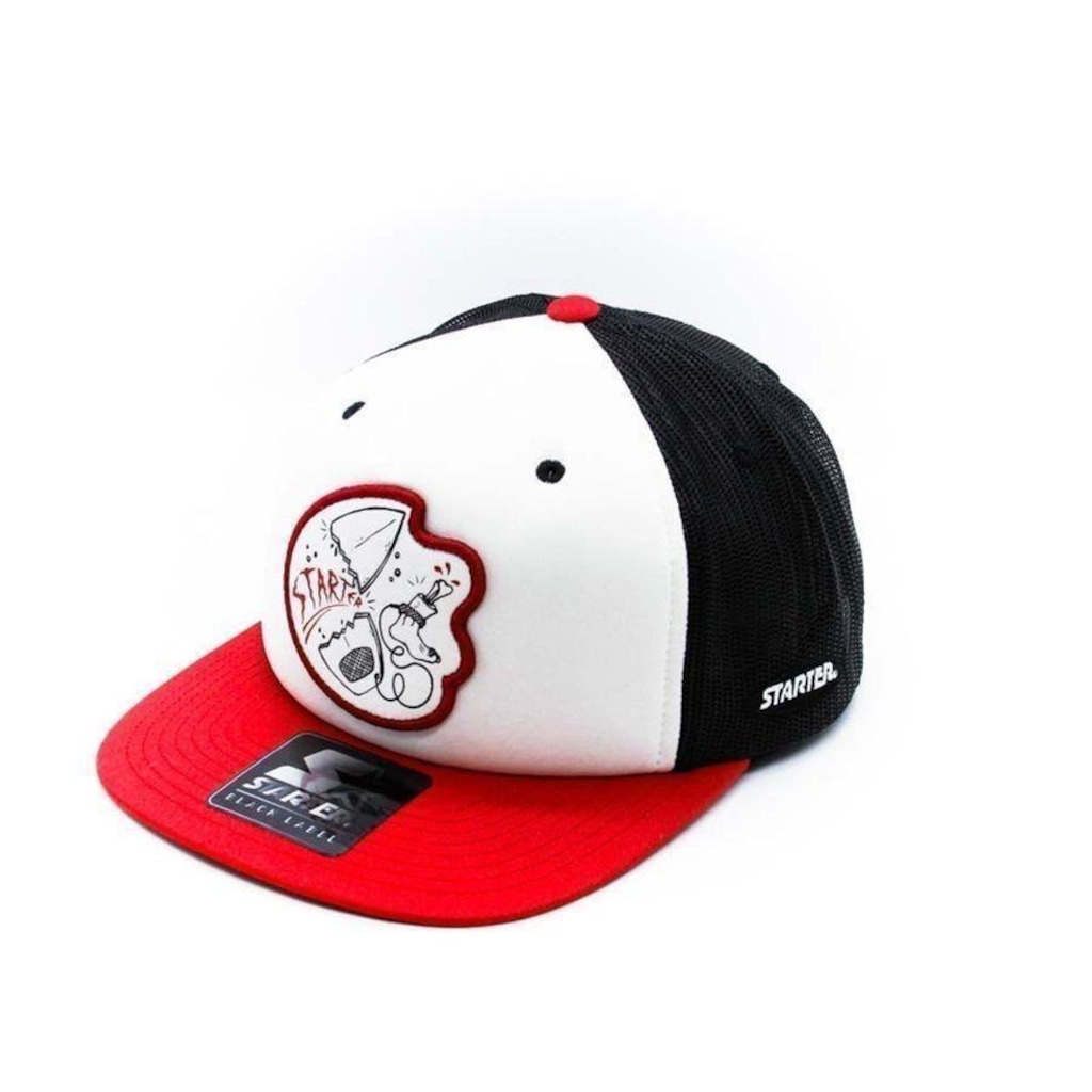 Imagem 2 do produto Boné Starter Aba Reta Snapback Trucker Shark Attack Preto - Starter