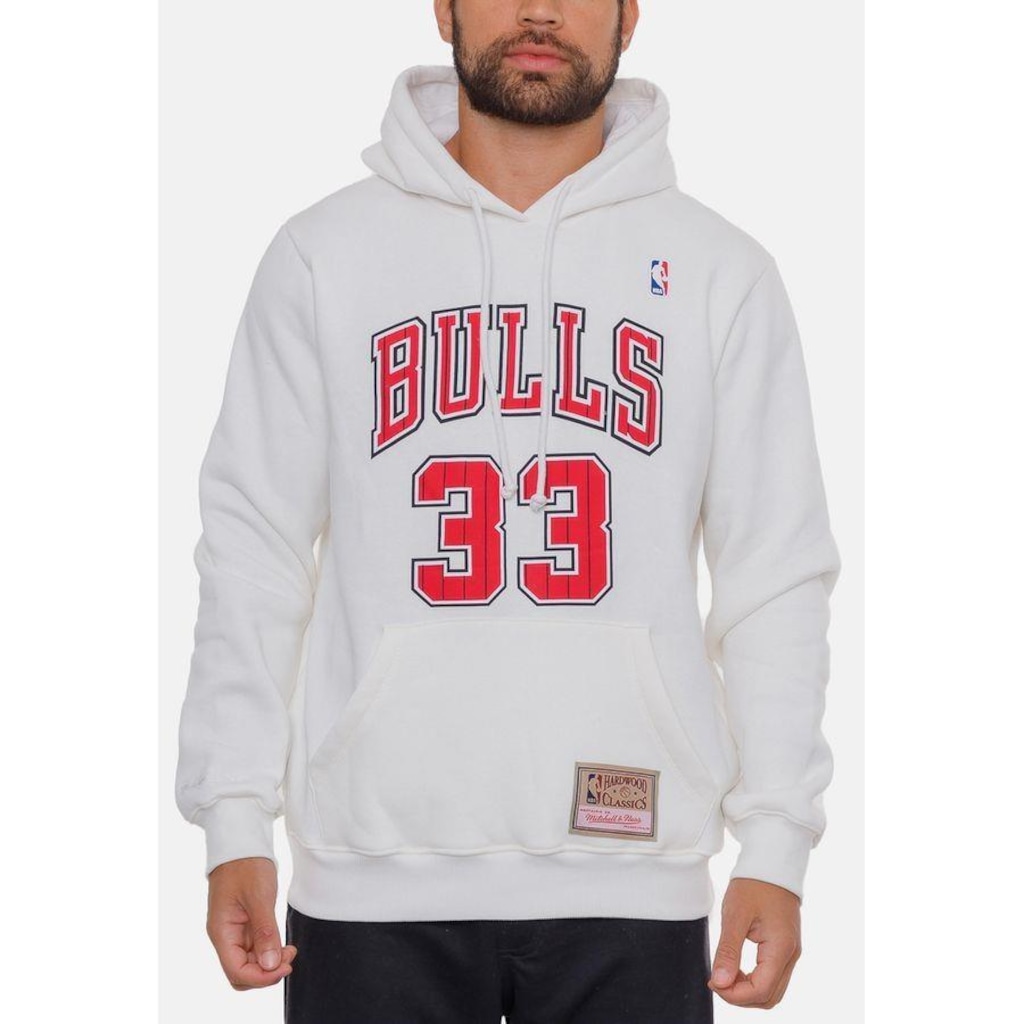 Blusão De Moletom Com Capuz Mitchell & Ness Scottie Pippen Chicago Bulls Natural - Masculino
