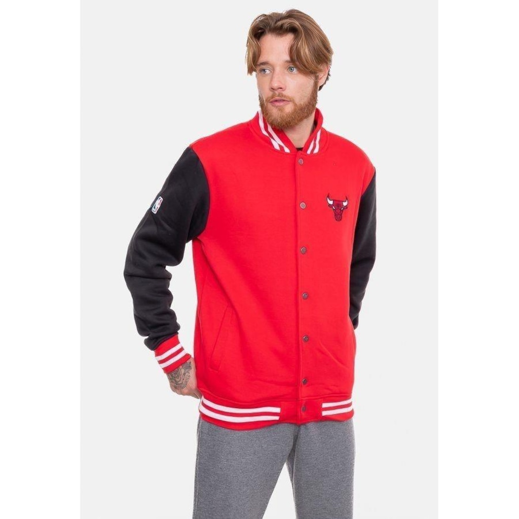 Blusão de Moletom com Capuz Nba Canguru Aberto Chicago Bulls - Masculino