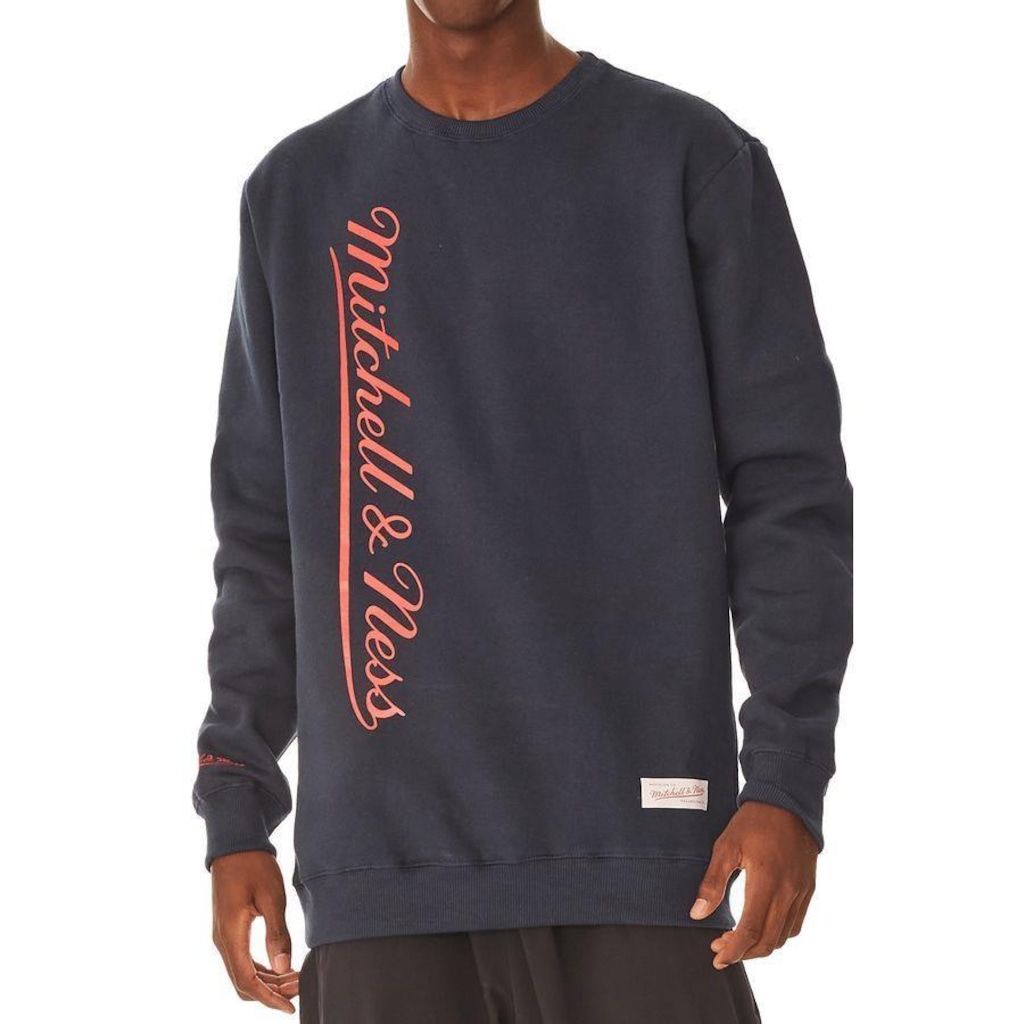 Blusão De Moletom Mitchell & Ness Fechado Gola Careca Branded - Masculino