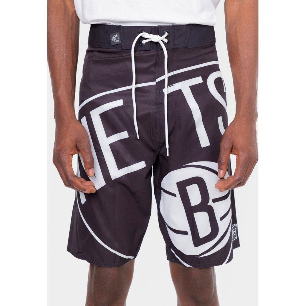 Bermuda Boardshort Nba Maxi Logo Brooklyn Nets - Masculina
