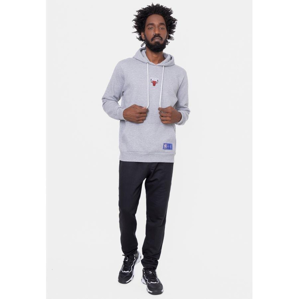 Imagem 2 do produto Blusão De Moletom Com Capuz NBA Mini Logo Soft Chicago Bulls Cinza Mescla - Masculina