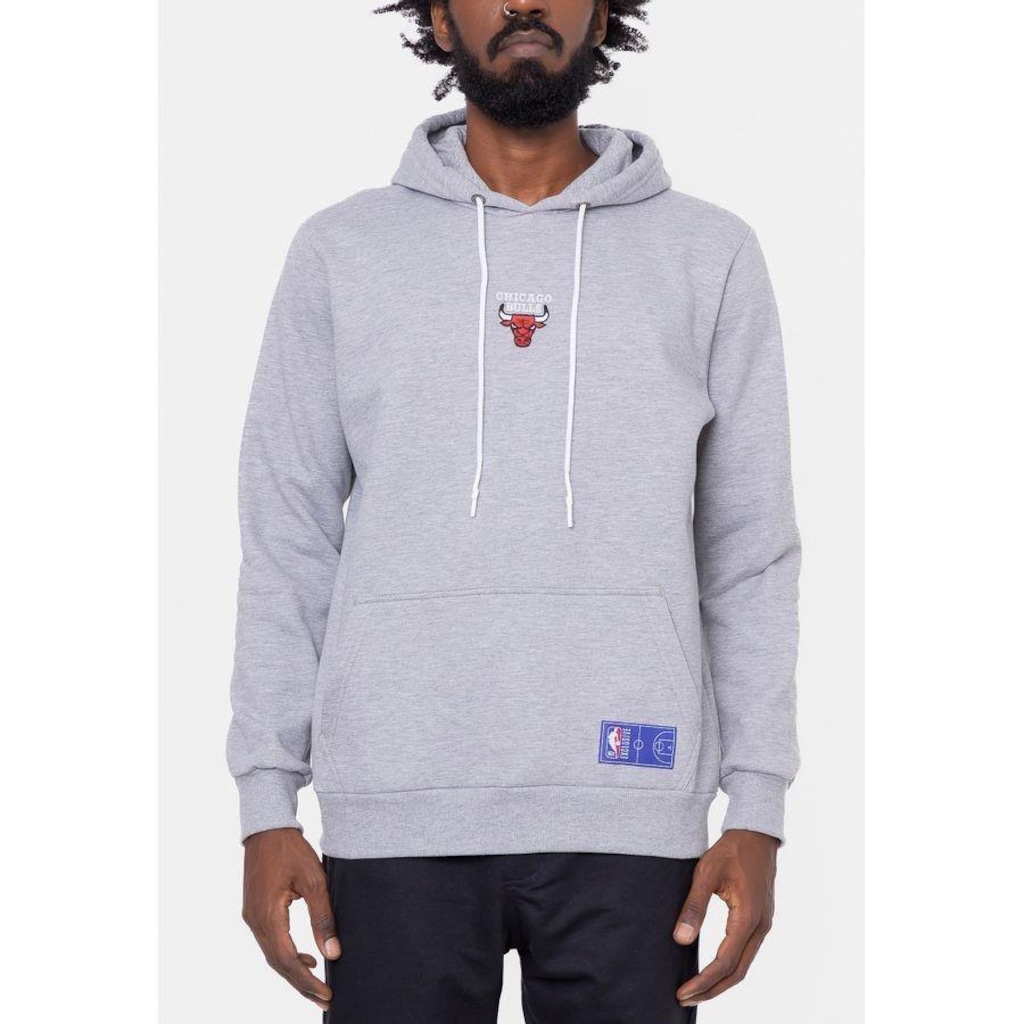 Imagem 3 do produto Blusão De Moletom Com Capuz NBA Mini Logo Soft Chicago Bulls Cinza Mescla - Masculina