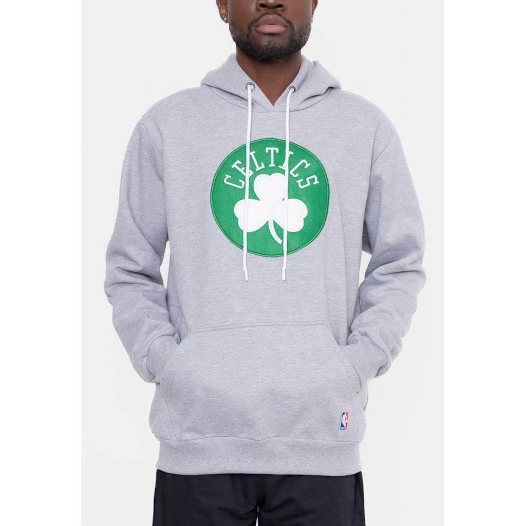 Blusão de Moletom com Capuz Nba Canguru Feltro Logo - Masculino