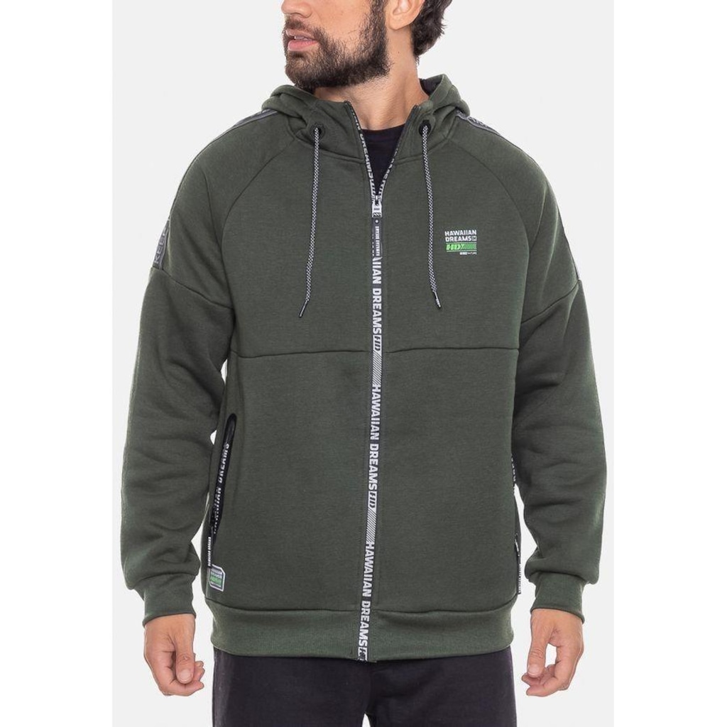 Imagem 4 do produto Jaqueta de Moletom com Capuz Hd Canguru Aberto Militar - Masculina