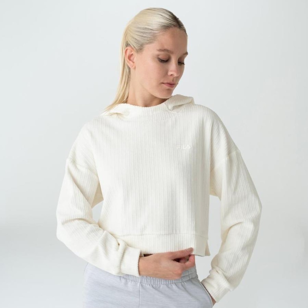 Blusão Cropped Feminina Fila com Capuz Woof