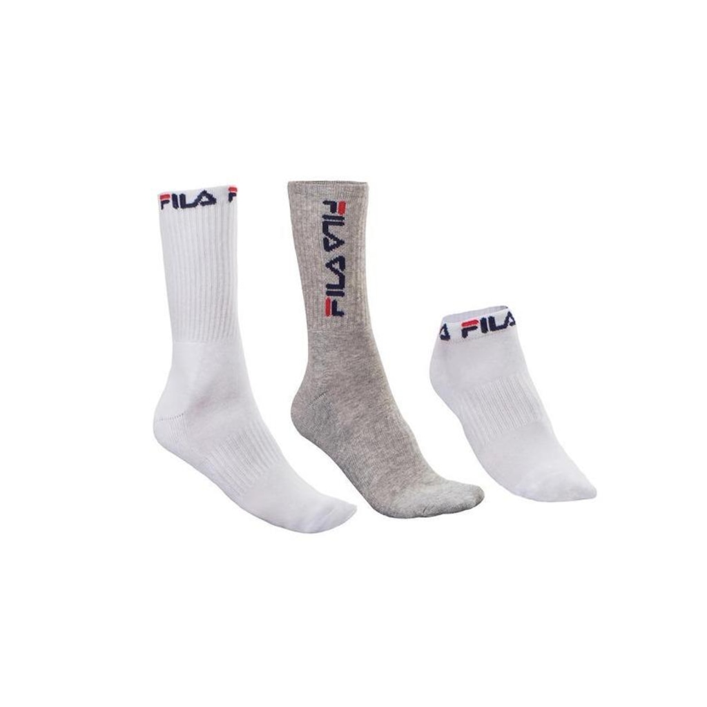 Kit Meias Cano Curto Fila Mix - 3 Unidades - Unissex