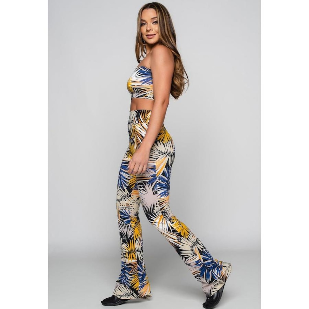 Imagem 2 do produto Conjunto Mvb Modas Calça Flare e Top Tomara Que Caia Estampado - Feminino