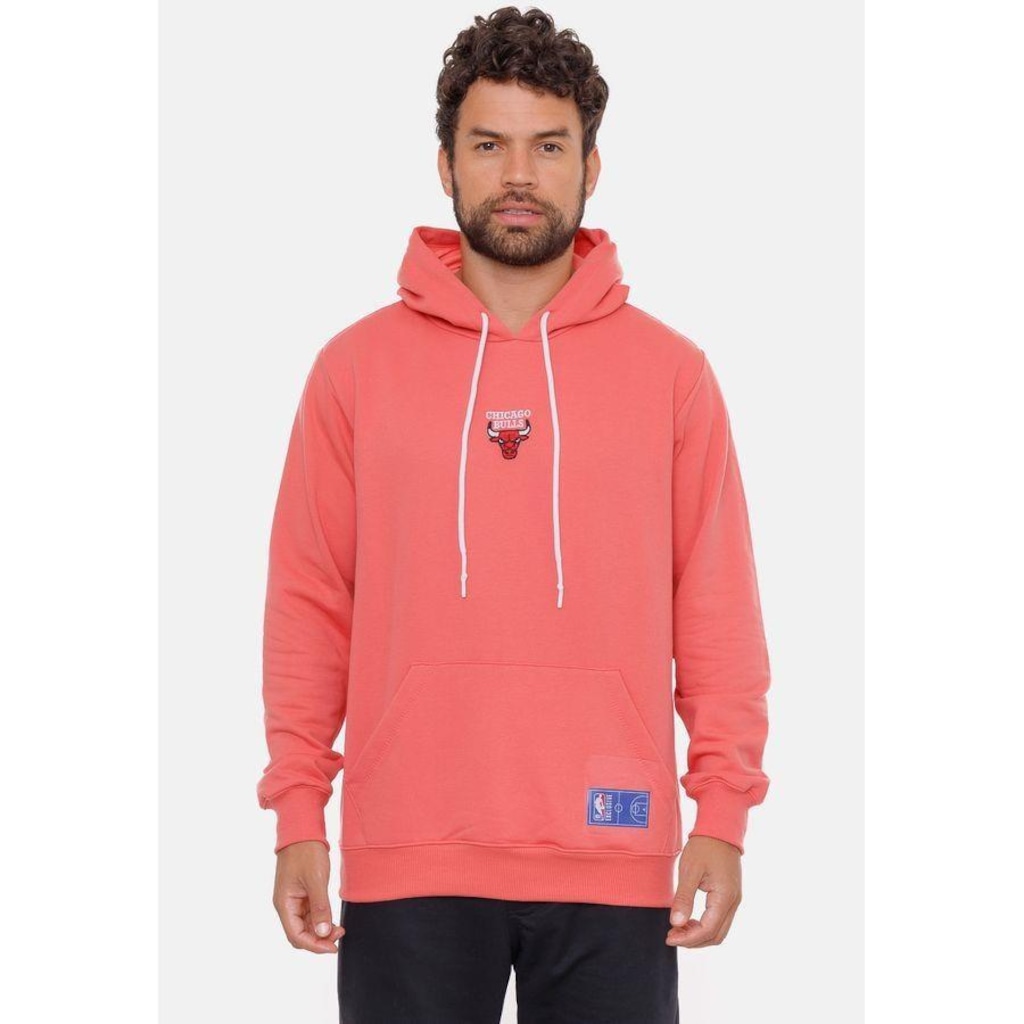 Blusão De Moletom Com Capuz NBA Mini Logo Soft Chicago Bulls Rosa - Masculina