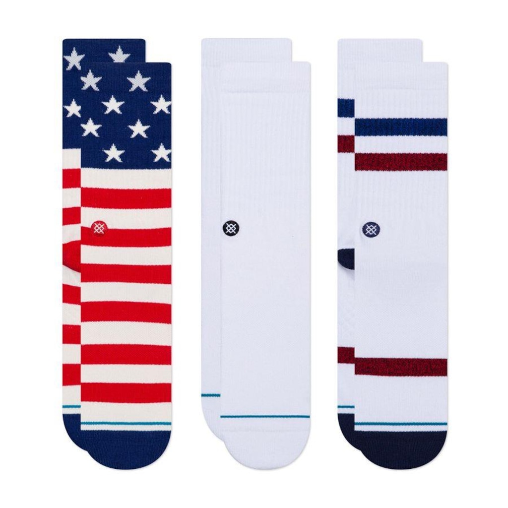 Kit de Meias Cano Médio Stance The American - 3 Pares - Adulto