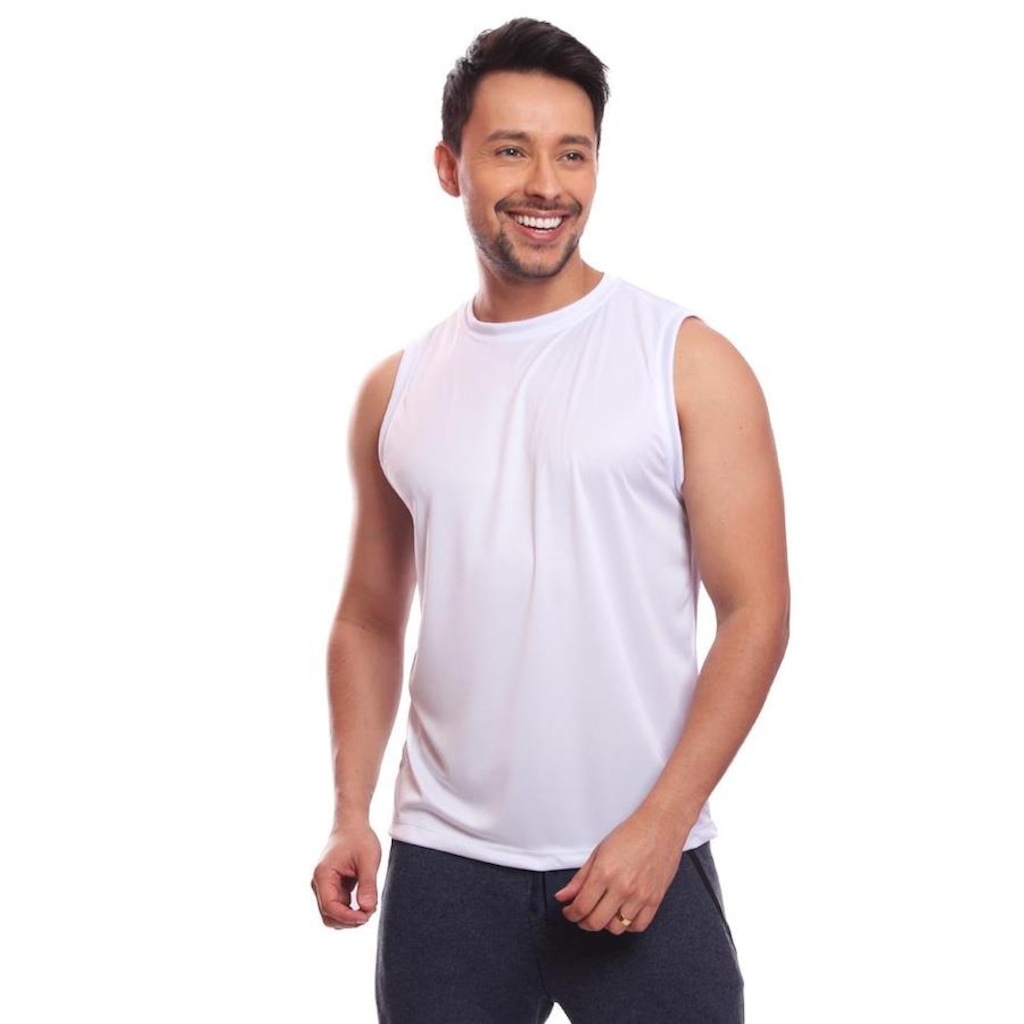 Imagem 2 do produto Kit Camisetas Regata Dellas Fit Dry Lisa Básica Treino - Masculina - 10 unidades