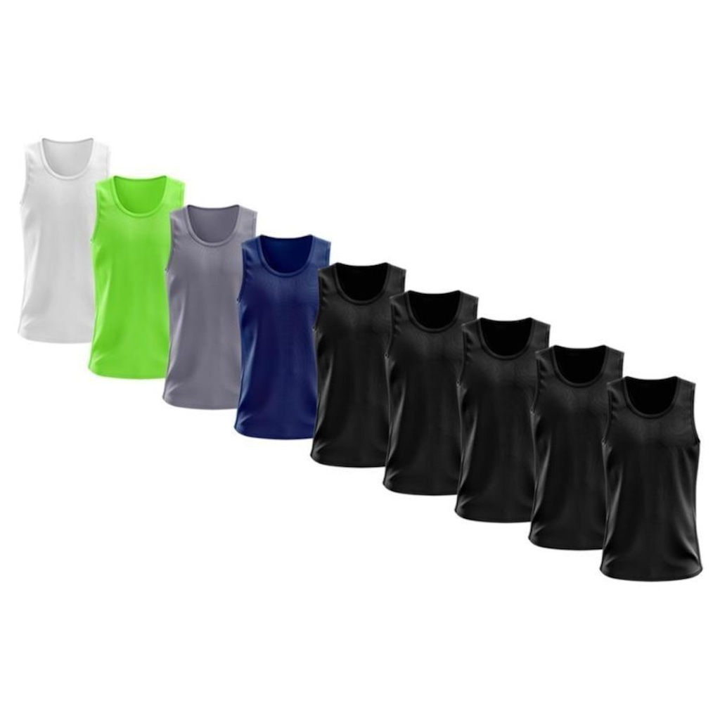 Kit Camisetas Regata Dellas Fit Lisa Básica Dry - Masculina - 9 Unidades