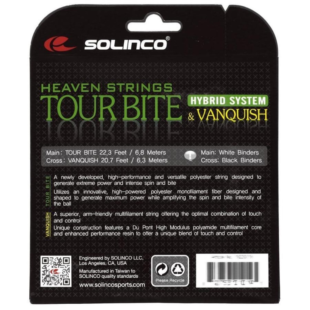 Imagem 3 do produto Corda Solinco Tour Bite 16L 1.25Mm X Vanquish 16L 1.30Mm Natural - Set Individual