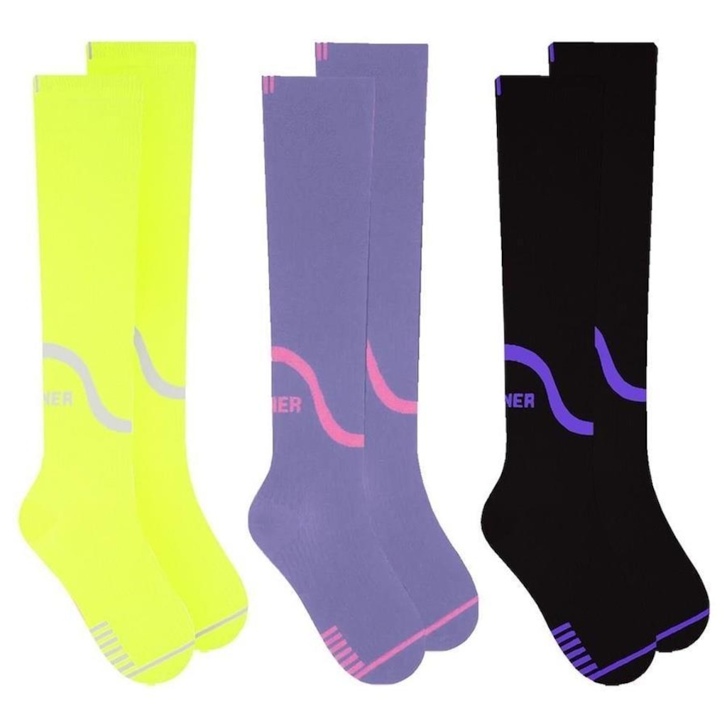 Kit de Meias de Compressão Selene 3/4 Esportiva - 3 Pares - Feminino - Foto 1