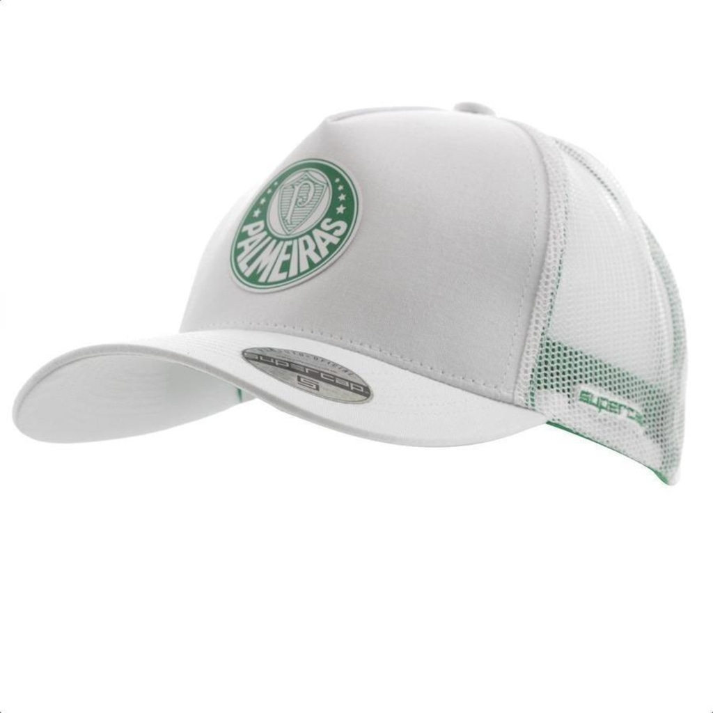 Boné Aba Curva Supercap Palmeiras Trucker Silk - Snapback - Adulto