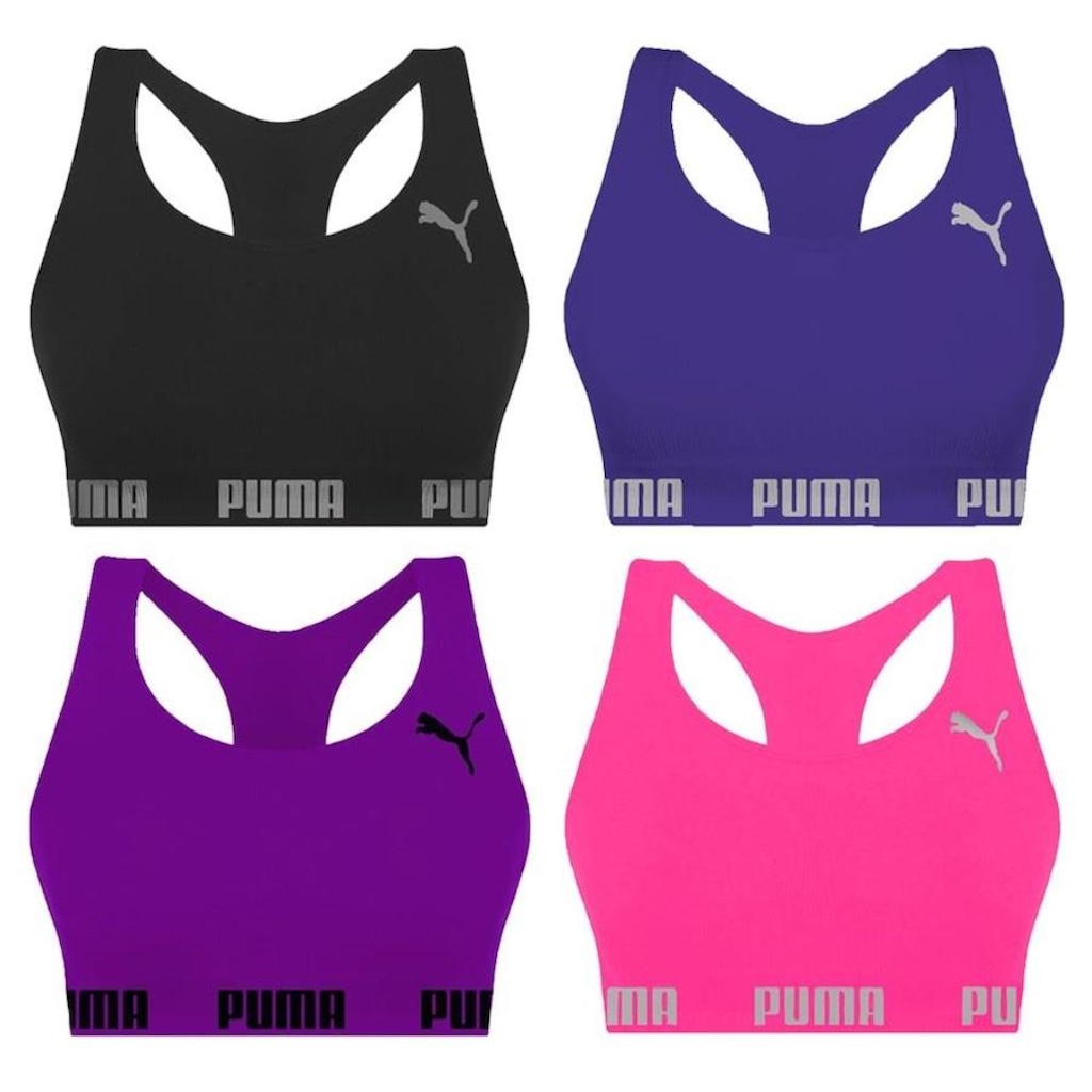 Kit Tops Puma Nadador sem Costura - 4 Unidades - Feminino