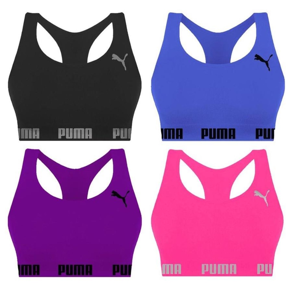 Kit Tops Puma Nadador sem Costura - 4 Unidades - Feminino