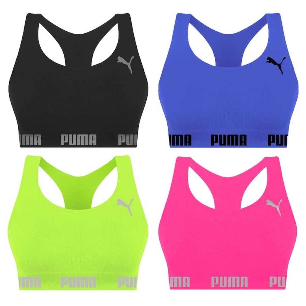 Kit Tops Puma Nadador sem Costura - 4 Unidades - Feminino