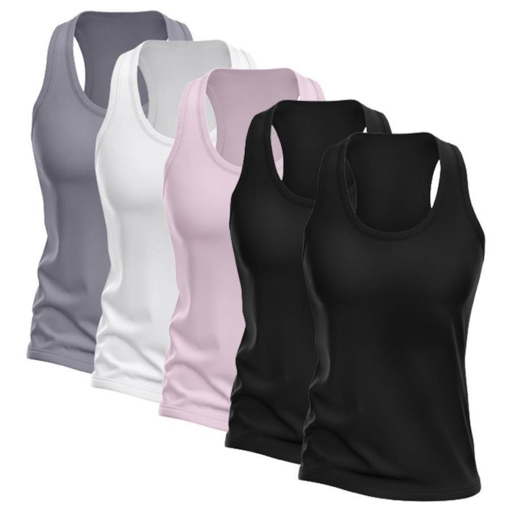 Kit Camisetas Regata Nadador Dellas Fit Dry - Feminina - 5 Unidades