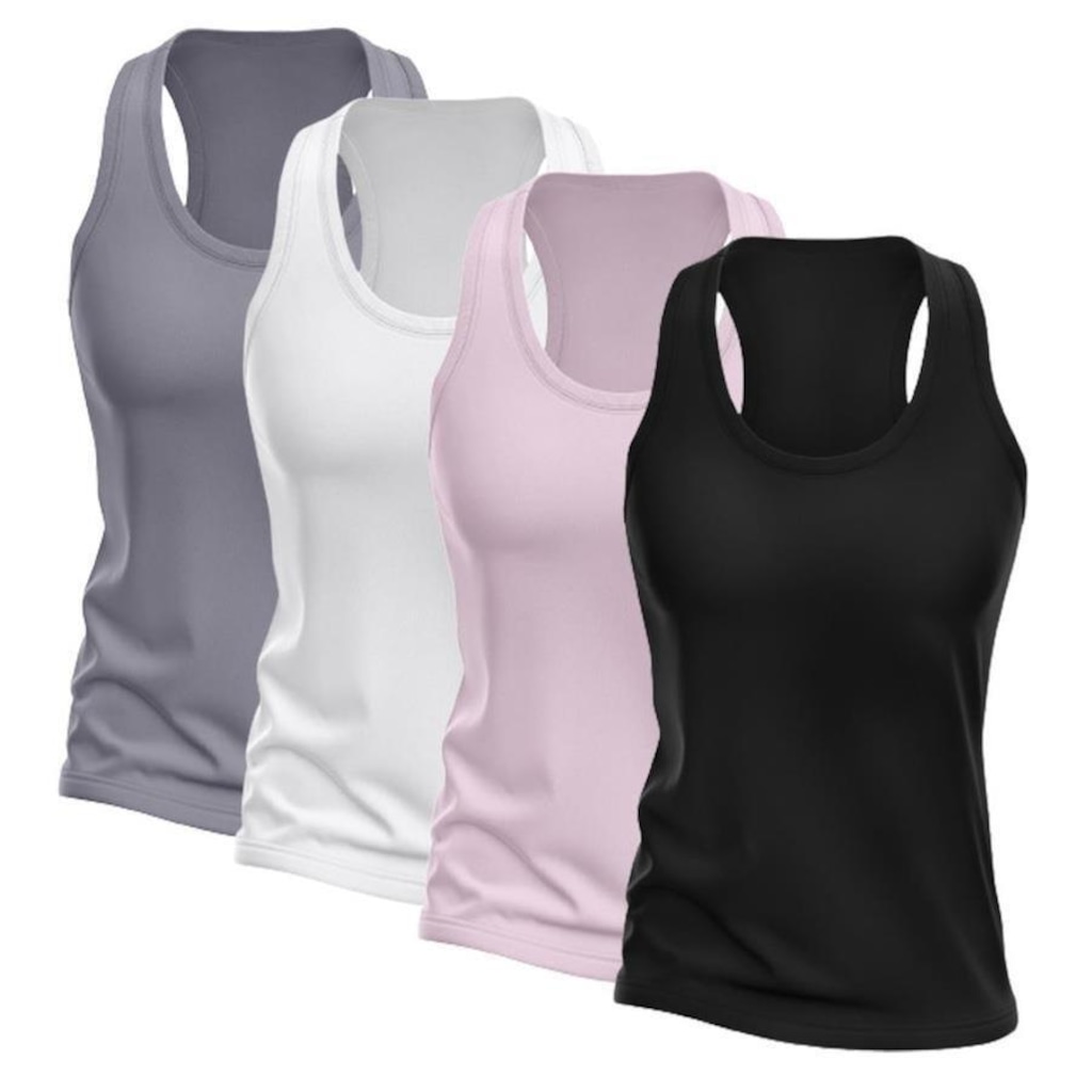 Kit Camisetas Regata Nadador Dellas Fit Dry - Feminina - 4 Unidades