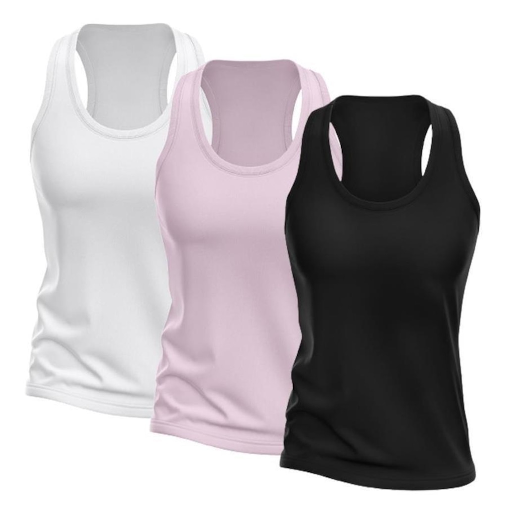 Kit Camisetas Regata Dellas Fit Dry Nadador - Feminina - 3 unidades