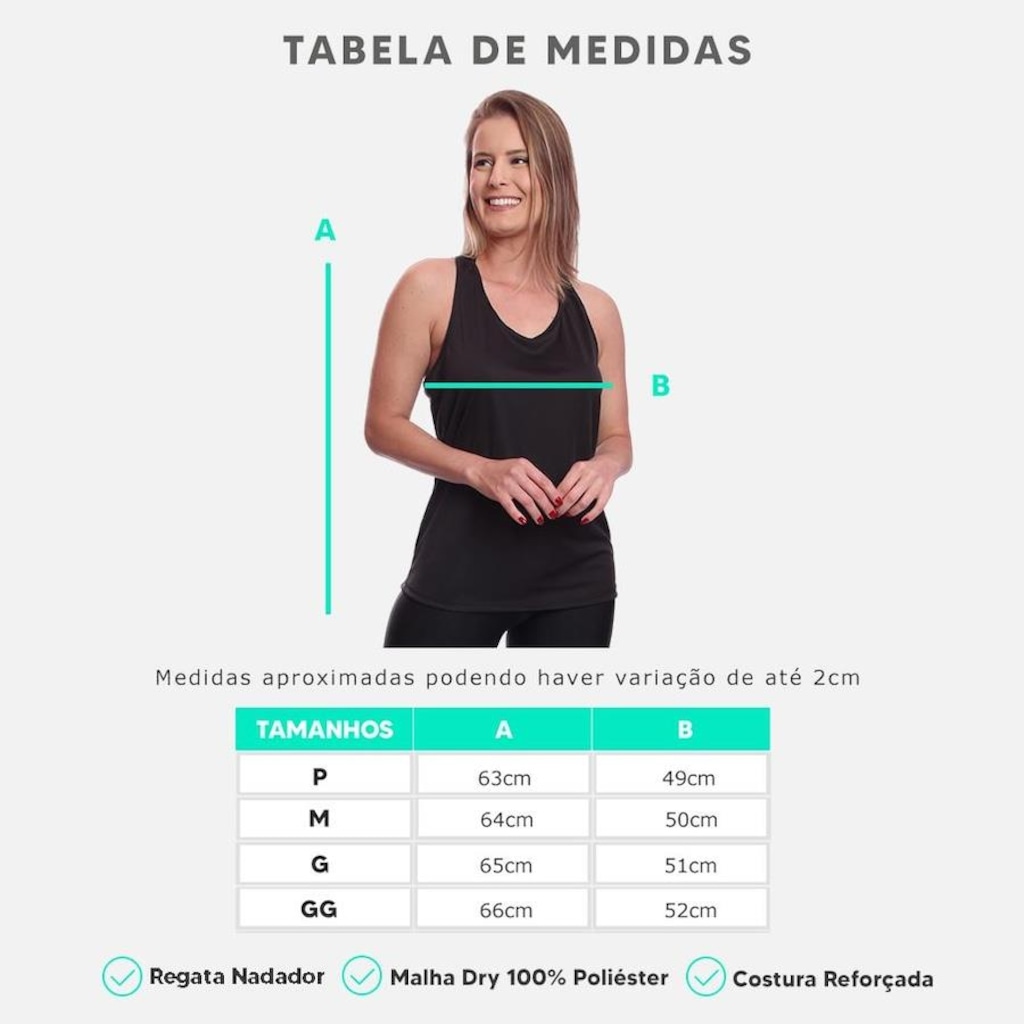 Imagem 4 do produto Kit Camisetas Regata Dellas Fit Dry Nadador - Feminina - 2 unidades