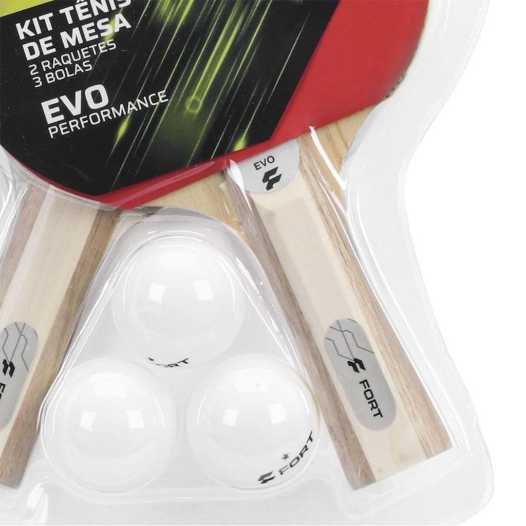 Imagem 3 do produto Kit de Tênis de Mesa Fort Evo: 2 Raquetes 1 Estrela + 3 Bolas