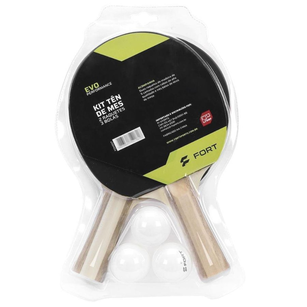 Imagem 5 do produto Kit de Tênis de Mesa Fort Evo: 2 Raquetes 1 Estrela + 3 Bolas