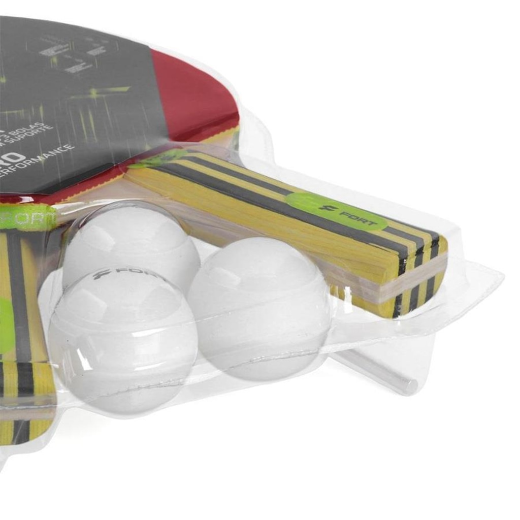 Imagem 4 do produto Kit de Tênis de Mesa Fort Pro: 2 Raquetes 1 Estrela + 3 Bolas + Rede com Suporte