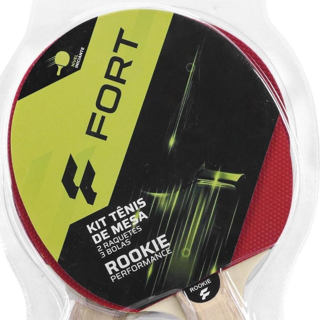 Imagem 2 do produto Kit de Tênis de Mesa Fort Rookie: 2 Raquetes 1 Estrela + 3 Bolas