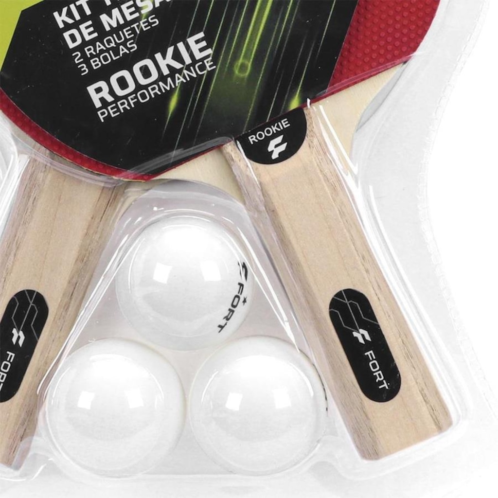 Imagem 3 do produto Kit de Tênis de Mesa Fort Rookie: 2 Raquetes 1 Estrela + 3 Bolas