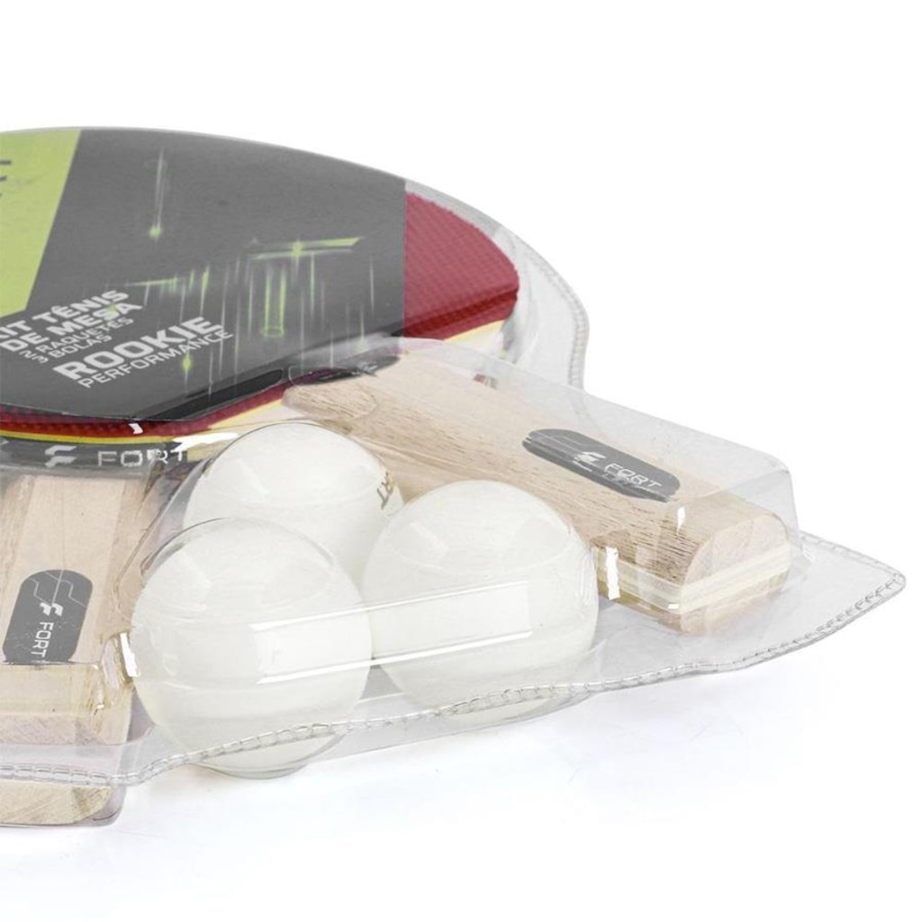 Imagem 4 do produto Kit de Tênis de Mesa Fort Rookie: 2 Raquetes 1 Estrela + 3 Bolas