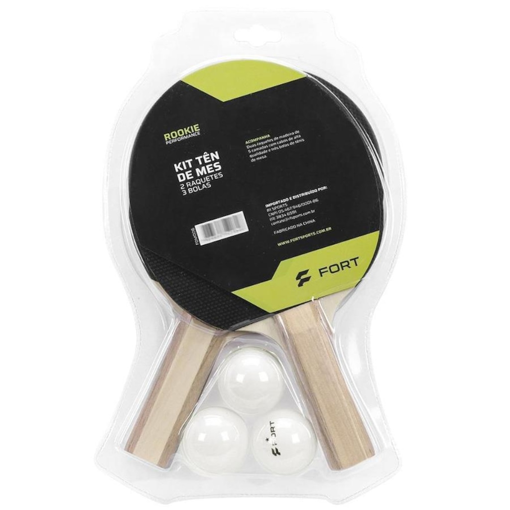 Imagem 5 do produto Kit de Tênis de Mesa Fort Rookie: 2 Raquetes 1 Estrela + 3 Bolas