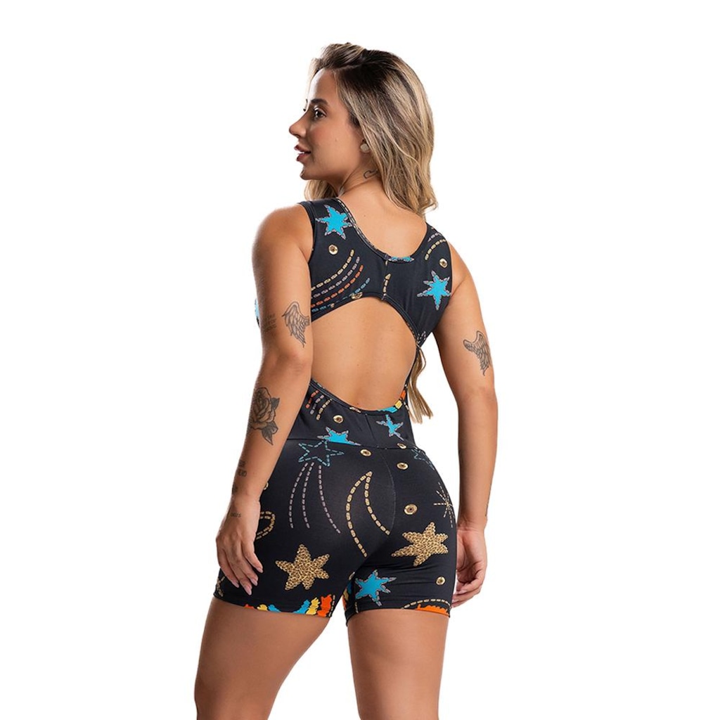 Imagem 3 do produto Macaquinho Fitness MVB Modas Curto Liso Suplex - Feminino