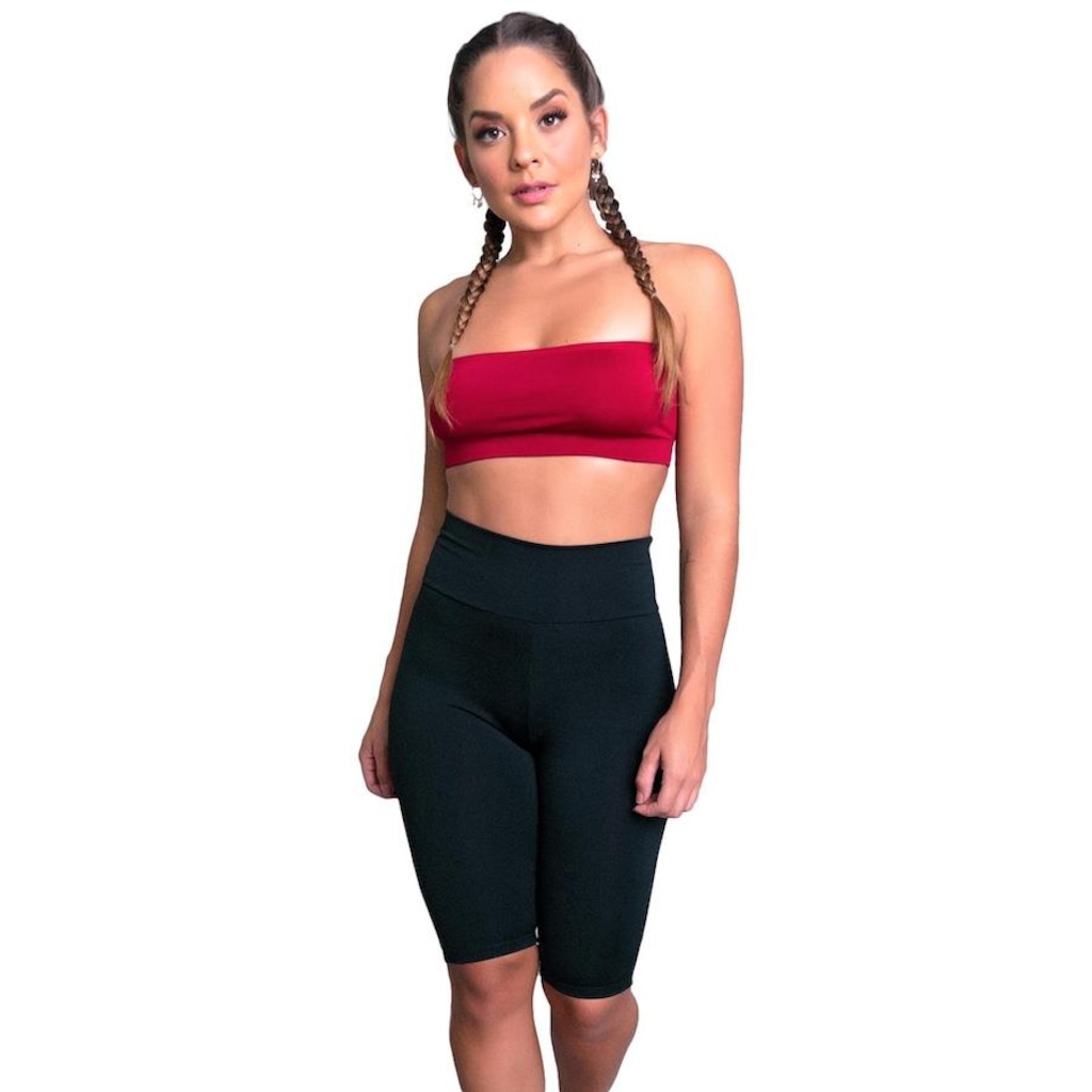 Bermuda de Ciclista Mvb Modas Suplex Cintura Alta Fitness - Feminina
