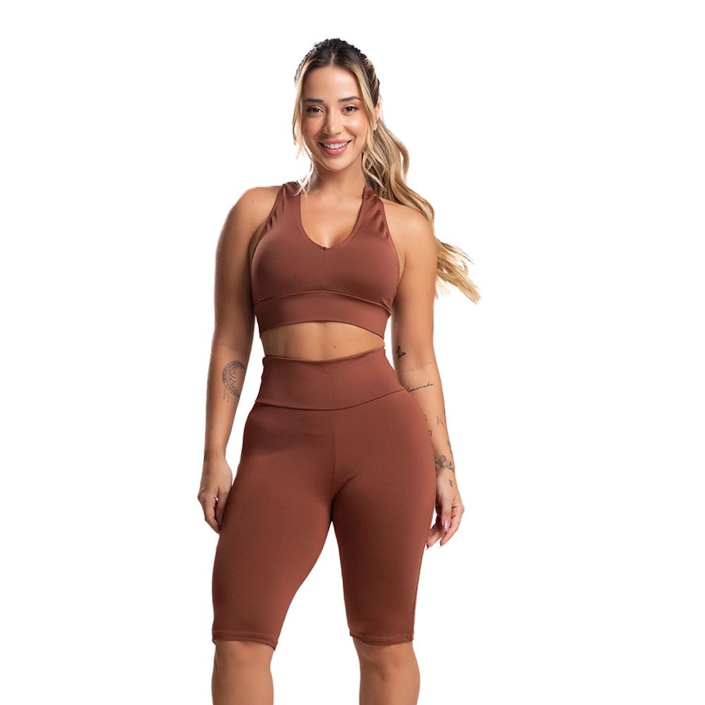 Bermuda de Ciclista Mvb Modas Suplex Cintura Alta Fitness - Feminina