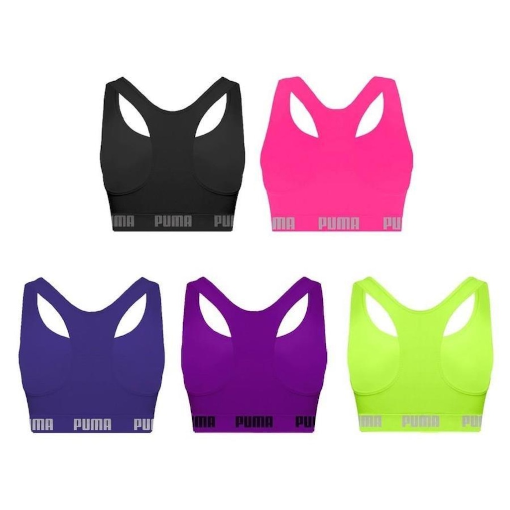 Imagem 2 do produto Kit Tops Puma Nadador sem Costura - Feminino - 5 unidades